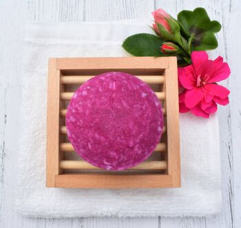 Barre de shampoing. Géranium rosat pour cheveux ternes ou colorés. 3