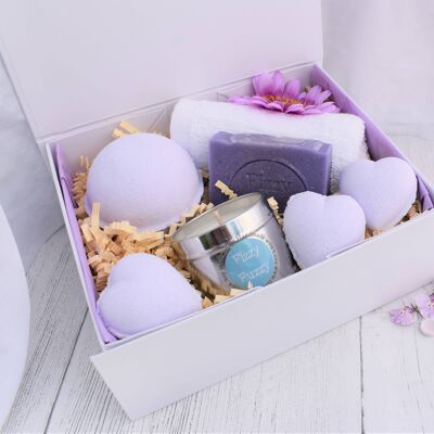 Parma Violet Gift Set with Handmade Bath Bombs. Fizzy Fuzzy