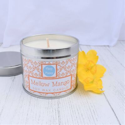Mellow Mango Luxury Soy Wax Candle in Tin. Large 200g.