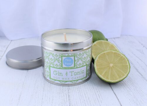 Gin & Tonic Luxury Soy Wax Candle in Tin. Large 200g.