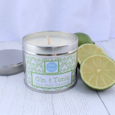 Gin & Tonic Luxury Soy Wax Candle in Tin. Large 200g.