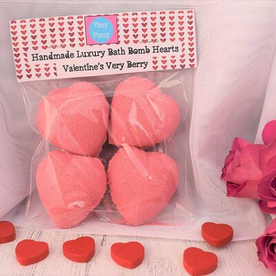 Fizzy Fuzzy Very Berry Valentine Love Heart Bombas de baño x4