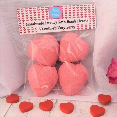 Fizzy Fuzzy Very Berry Valentine Love Heart Bath Bombs x4