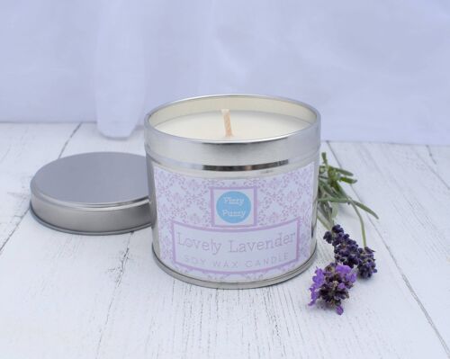 Lovely Lavender Luxury Soy Wax Candle in Tin. Large 200g.