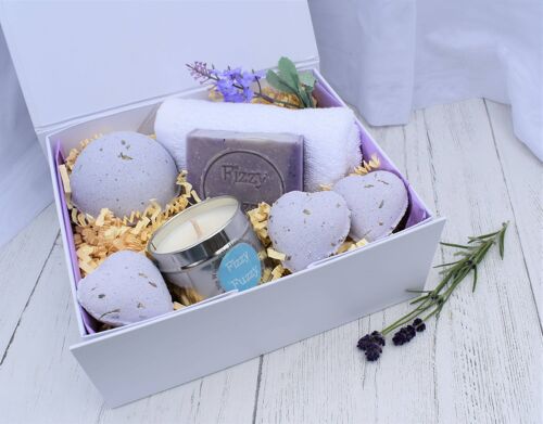 Lovely Lavender Gift Set Bath Bombs, Handmade Soap, Candle