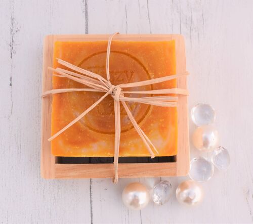 Handmade Sparkling Fizz & Clementine Soap and Wooden Dish