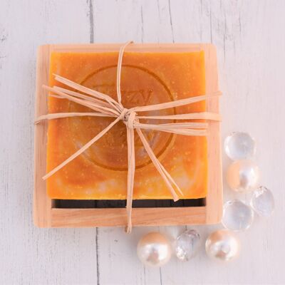Handmade Sparkling Fizz & Clementine Soap and Wooden Dish