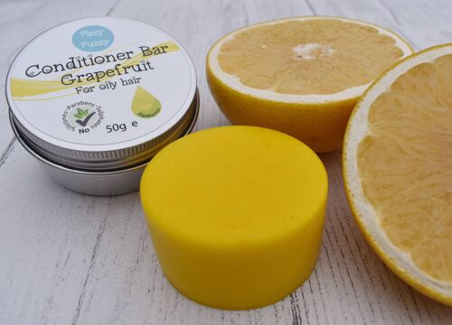 Grapefruit Solid Conditioner Bar in tin. Greasy Oily Hair.