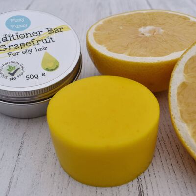 Grapefruit Solid Conditioner Bar in tin. Greasy Oily Hair.
