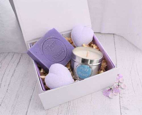 Parma Violet Gift Set with Handmade Bath Bombs Soap Candle