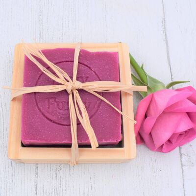 Handmade Relaxing Rose Soap & Bamboo Soap Dish Set