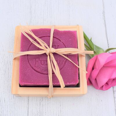 Handmade Relaxing Rose Soap & Bamboo Soap Dish Set