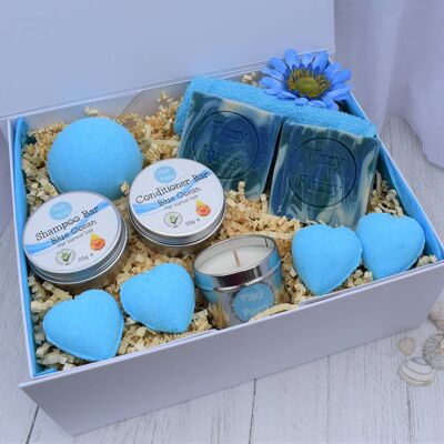 Blue Ocean Deluxe Gift Set barre de shampoing, savon, bougie, bain