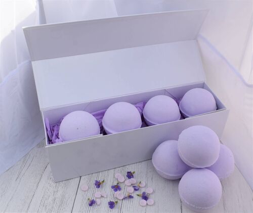 Parma Violet Handmade Bath Bombs x4 in gift box