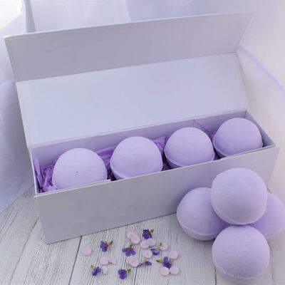 Parma Violet Handmade Bath Bombs x4 in gift box