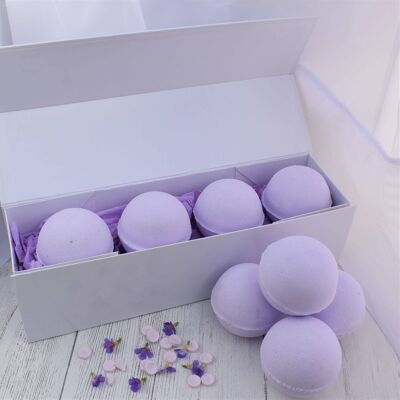 Bombes de bain artisanales Violet de Parme x4 en coffret cadeau