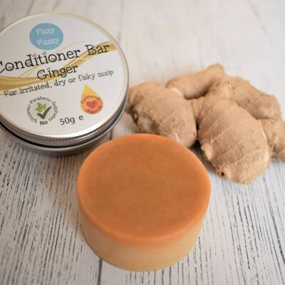 Solid Conditioner Bar in tin. Ginger. Dry Flaky Scalps.