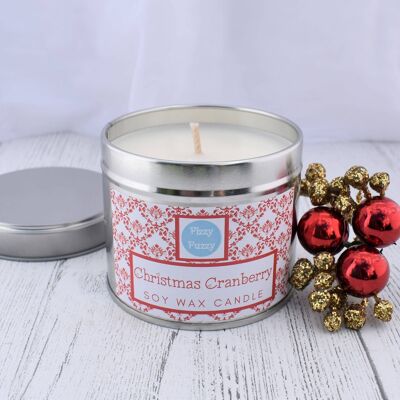 Christmas Cranberry Luxury Soy Wax Candle in Tin.