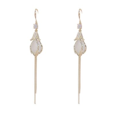 opal-flower-bud-with-tassels-earrings