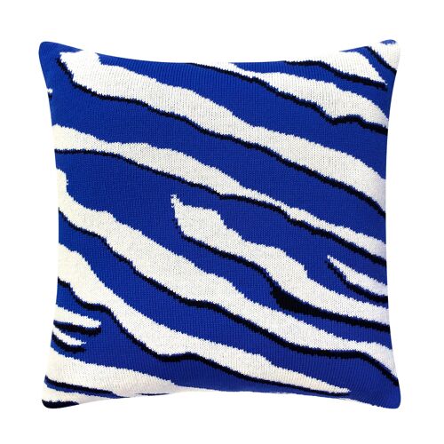 Wild Tiger Wool & Cashmere Knitted Cushion Electric Blue