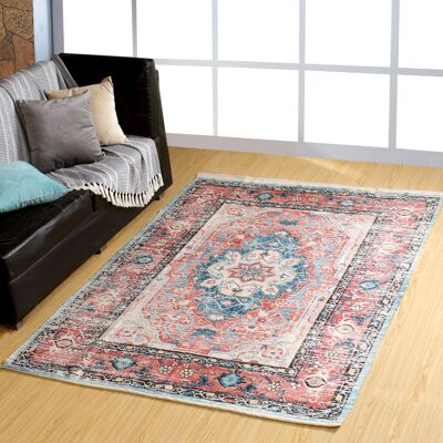 Hand-woven rug for outdoor/indoor hand-printed