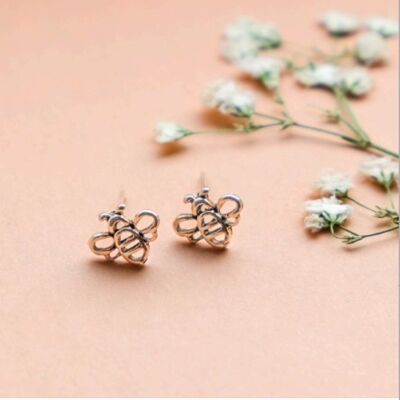Sterling Silver Bee Studs