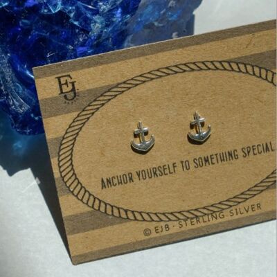 Sterling Silver Anchor Studs
