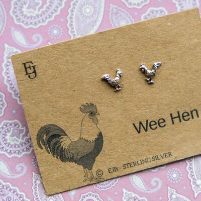 Boucles d'oreilles poule en argent sterling