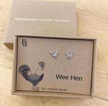 Boucles d'oreilles poule en argent sterling 4