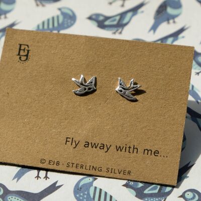 Sterling Silver Swallow Studs