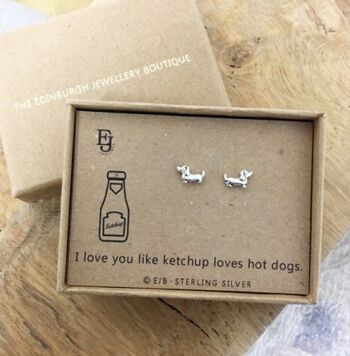 Boucles d'oreilles chien saucisse en argent sterling 3