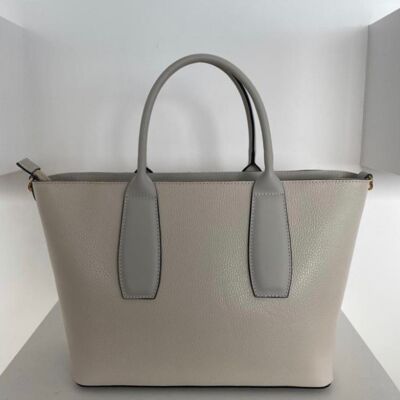 Borsa Shopper in Pelle Carmel Ivory