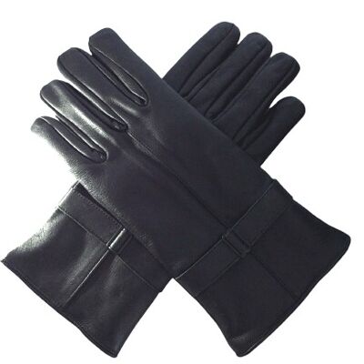 Women’s Rabbit Lined Black Leather Gloves