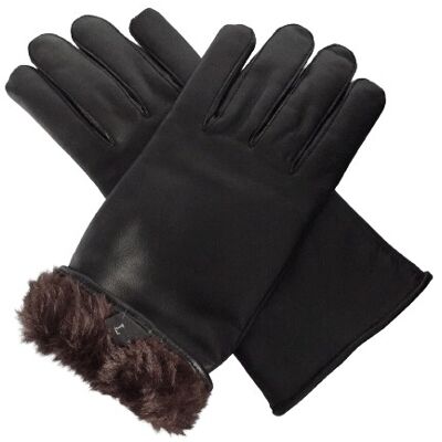 Men’s Rabbit Lined Black Leather Gloves