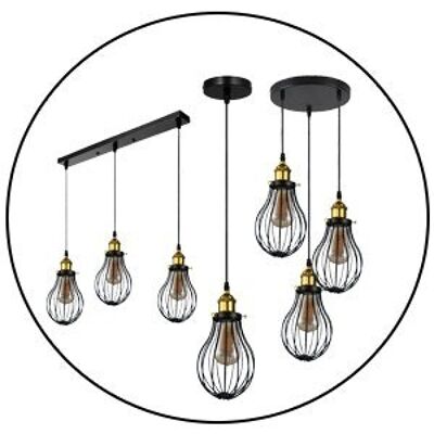 Modern Vintage Industrial Black Metal Wire Cage Loft Pendant Lamp Ceiling Light~3448 - Single Pendant - No