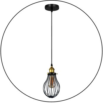 Luminaire décoratif de cage de couverture de plafonnier suspendu noir industriel ~ 3446 1