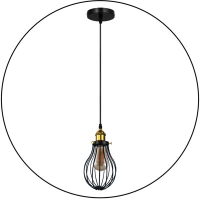 Luminaire décoratif de cage de couverture de plafonnier suspendu noir industriel ~ 3446