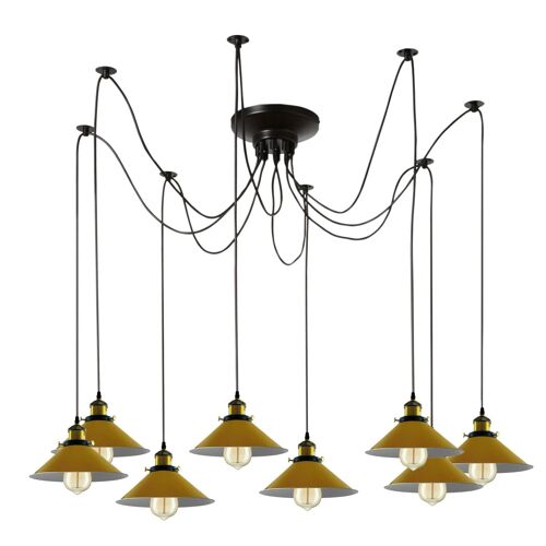 Modern large spider Braided Pendant lamp 8heads Clusters of Hanging Yellow Cone Shades Ceiling Lamp Lighting~3437