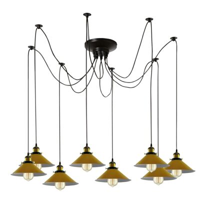 Modern large spider Braided Pendant lamp 8heads Clusters of Hanging Yellow Cone Shades Ceiling Lamp Lighting~3437