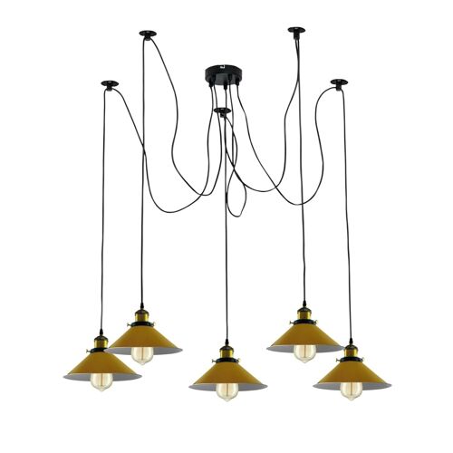 Modern large spider Braided Pendant lamp 5heads Clusters of Hanging Yellow Cone Shades Ceiling Lamp Lighting~3435