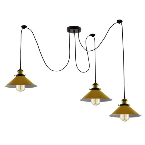 Modern large spider Braided Pendant lamp 3heads Clusters of Hanging Yellow Cone Shades Ceiling Lamp Lighting~3433