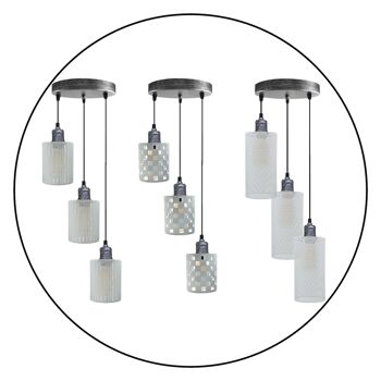 Lampe à suspension en métal industriel vintage moderne Día Lampe à suspension artisanale creuse ~ 3430 - Modèle 2 - Non 2