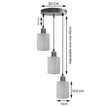 Lampe à suspension en métal industriel vintage moderne Día Lampe à suspension artisanale creuse ~ 3430 - Modèle 2 - Non 5