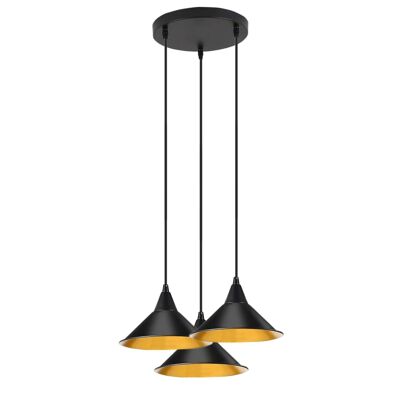 3-Kopf-Industrie-Metalldecken-bunter hängender Farbton-moderne hängende Retro-Licht-Lampe ~ 3429 - Schwarz - Nr