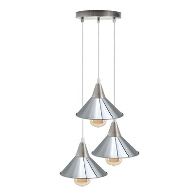 3-Kopf-Industrie-Metalldecken-bunter hängender Farbton-moderne hängende Retro-Licht-Lampe ~ 3429 - Chrom - Ja