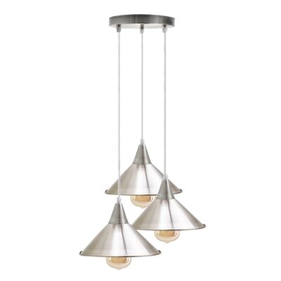 3 Head Industrial Metal Ceiling Colorful Pendant Shade Modern Hanging Retro Light Lamp ~ 3429 - Satin Nickel - Yes