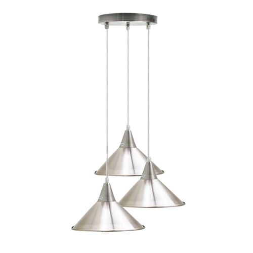 3 Head Industrial Metal Ceiling Colorful Pendant Shade Modern Hanging Retro Light Lamp ~ 3429 - Satin Nickel - No