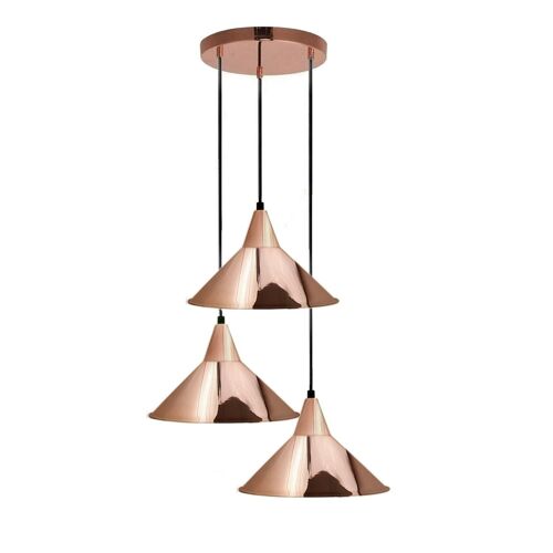3 Head Industrial Metal Ceiling Colorful Pendant Shade Modern Hanging Retro Light Lamp ~ 3429 - Rose Gold - No