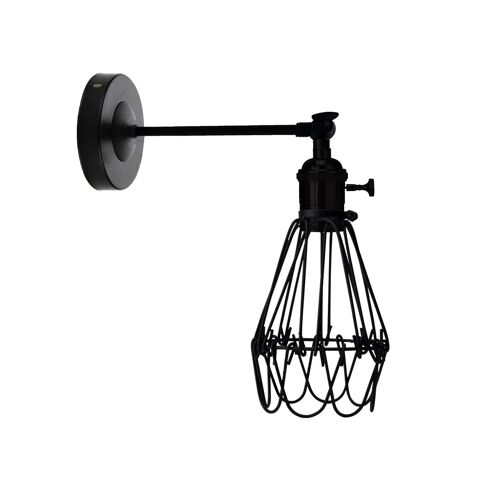 Creative Retro Industrial E27 Wall Lamp Nordic Water Lilly Shaped Wrought Metal Guard Wall Light~3428 - Black - No