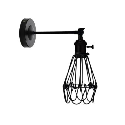 Kreative Retro-Industrielle E27-Wandlampe Nordische Wasserlilie Geformte Schmiedemetall-Schutzwandleuchte ~ 3428 - Schwarz - Nr